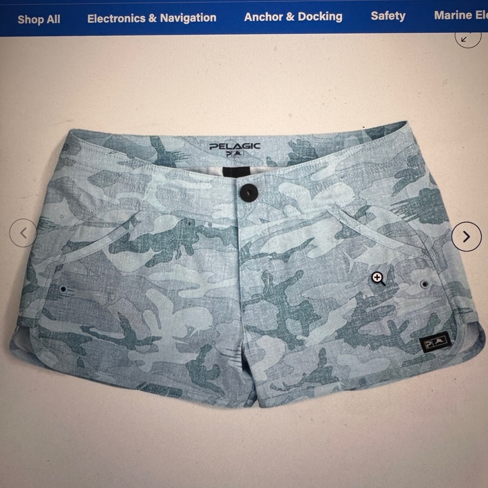 Pelagic Women's Camo Cargo Shorts - Light Blue & Seafoam